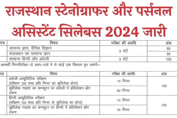 Rajasthan Stenographer Personal Assistant Syllabus