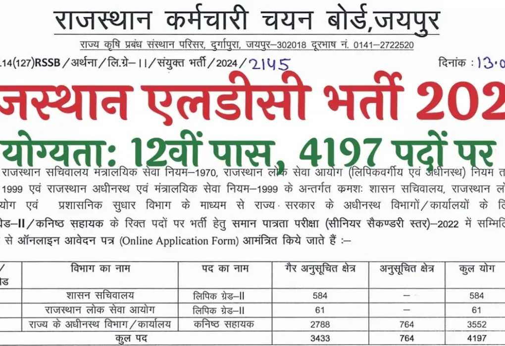 Rajasthan LDC Recruitment 2024