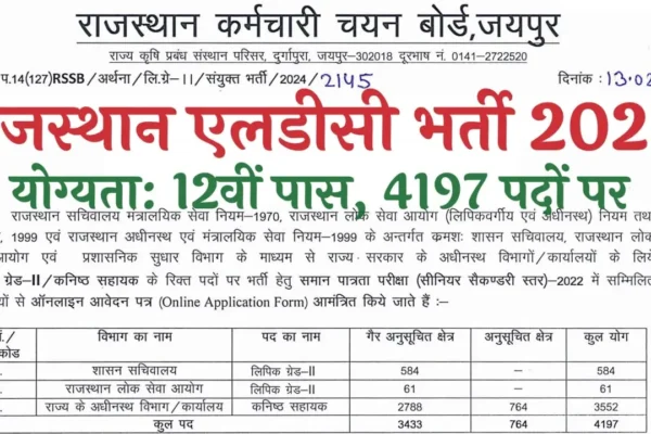 Rajasthan LDC Recruitment 2024